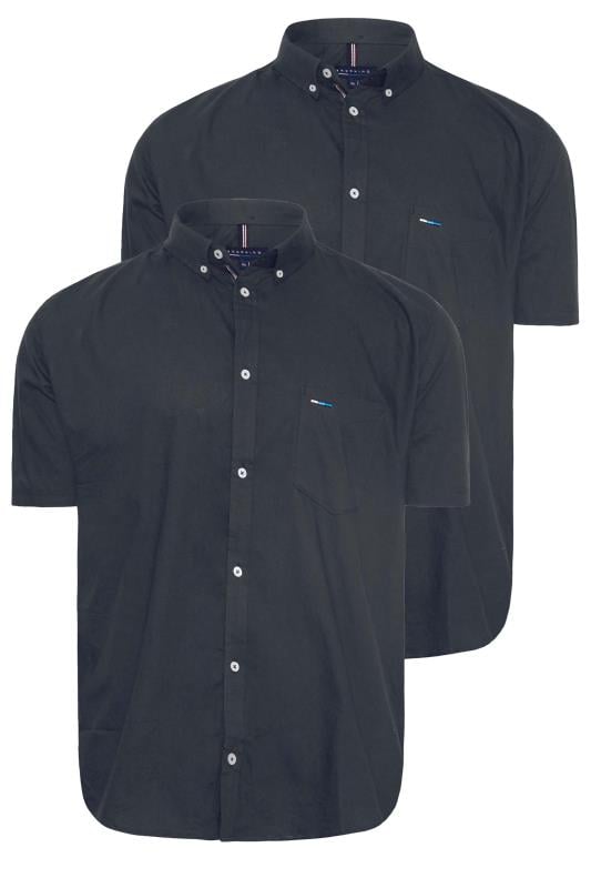 BadRhino Big & Tall Navy Blue 2 PACK Short Sleeve Oxford Shirts | BadRhino 2