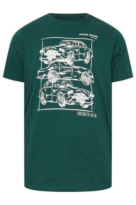 BadRhino Big & Tall Dark Green 'Vintage Motors' Graphic Print T-Shirt | BadRhino 4