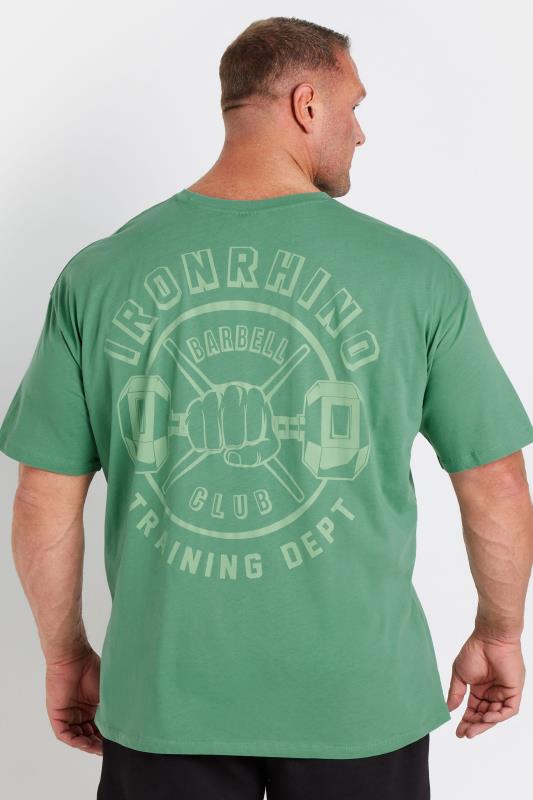 IronRhino Big & Tall Green Dumbbell Print 'Training Dept' T-Shirt | BadRhino 3