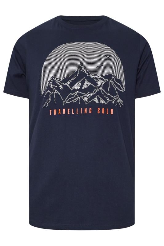 BadRhino Big & Tall Navy Blue 'Travelling Solo' Print T-Shirt 3