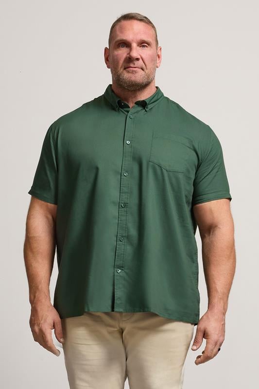 Men's  BadRhino Big & Tall Dark Green Short Sleeve Oxford Shirt