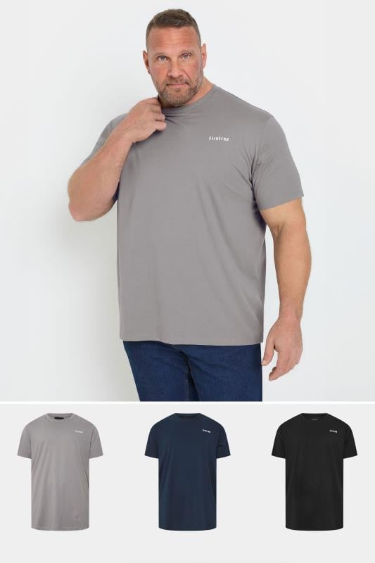 FIRETRAP Big & Tall 3 PACK Grey & Black T-Shirts | BadRhino 1