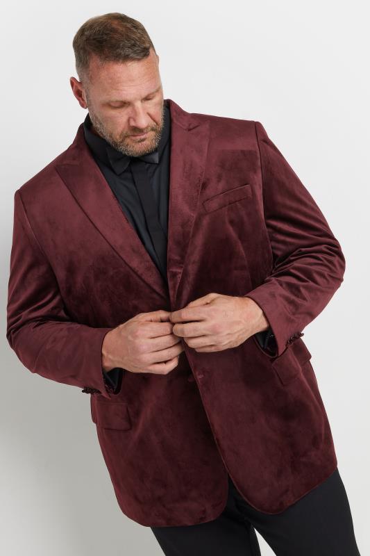 BadRhino Big Tall Burgundy Red Tailored Velvet Blazer BadRhino