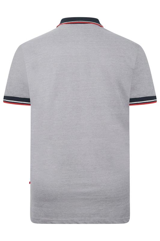 D555 Big & Tall Grey Embroidered Polo Shirt | BadRhino 4