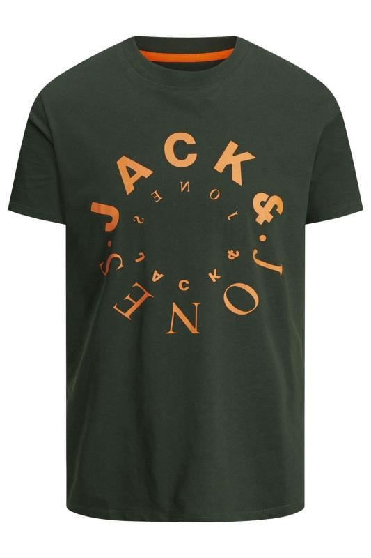 JACK & JONES Big & Tall 5 PACK White & Green Logo Printed T-Shirts | BadRhino 2