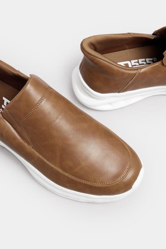 D555 Tan Faux Leather Slip On Shoes | BadRhino 4