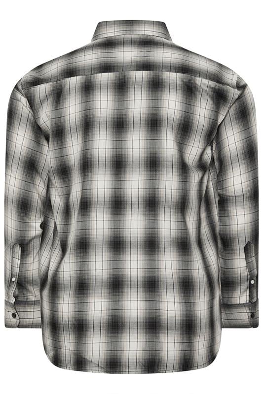 KAM Big & Tall Charcoal Grey Long Sleeve Check Shirt | BadRhino 2