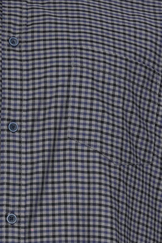 KAM Big & Tall Charcoal Grey Short Sleeve Gingham Print Shirt | BadRhino 3