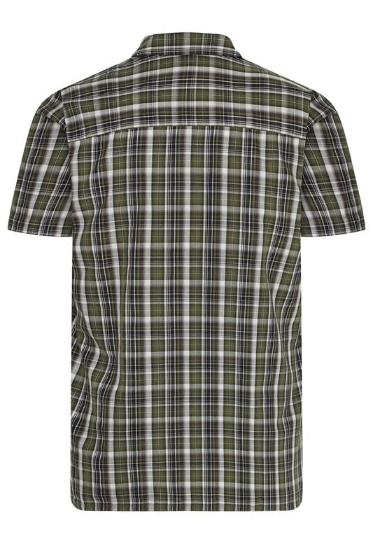 BadRhino Big & Tall Green Check Print Short Sleeve Shirt | BadRhino 6