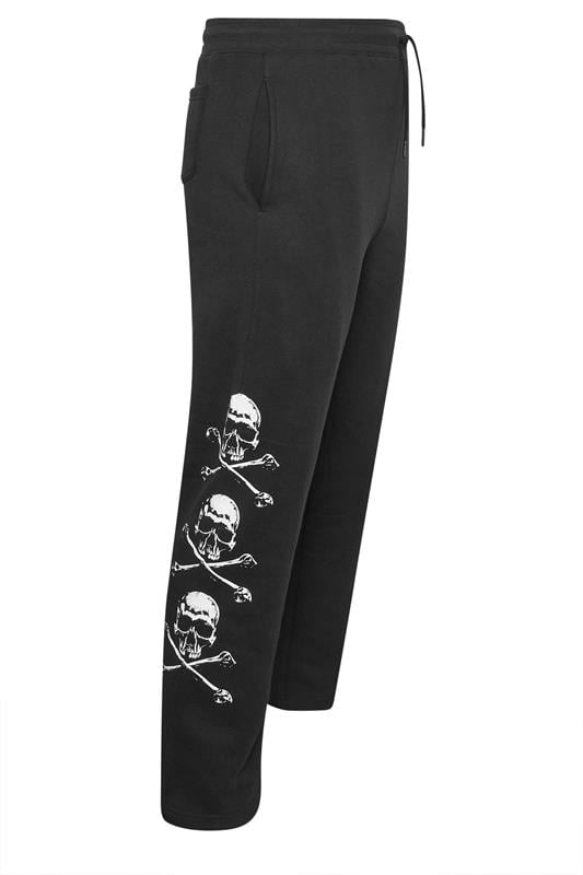 BadRhino Big & Tall Black Side Skull Open Hem Joggers | BadRhino 3