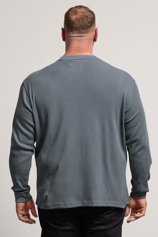 BadRhino Big & Tall Storm Blue Waffle Texture Long sleeve T-Shirt | BadRhino 3