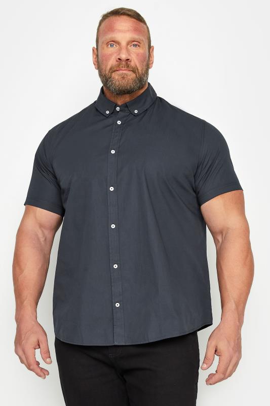 BadRhino Big & Tall Navy Poplin Short Sleeve Shirt | BadRhino 1