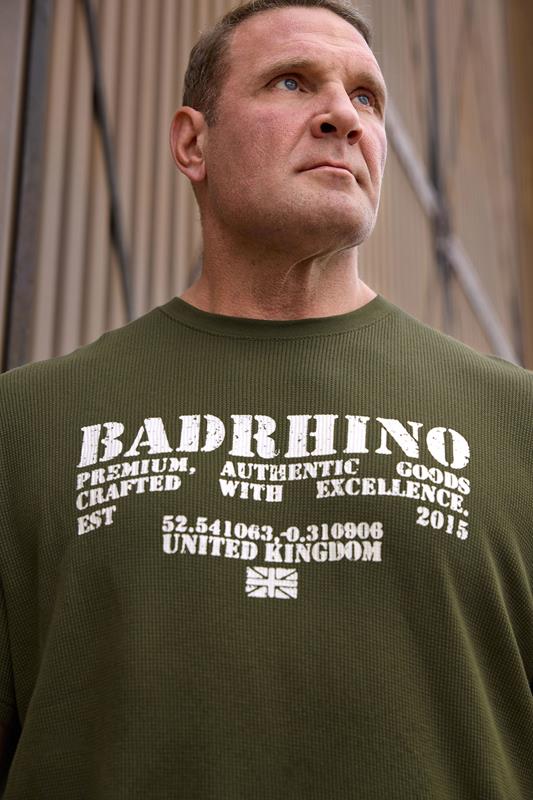 Men's  BadRhino Big & Tall Khaki Green Military Waffle Texture T-Shirt