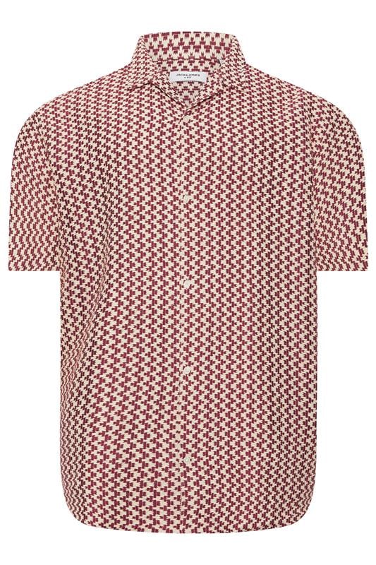 JACK & JONES Big & Tall Cabernet Red Crochet Shirt | BadRhino 2