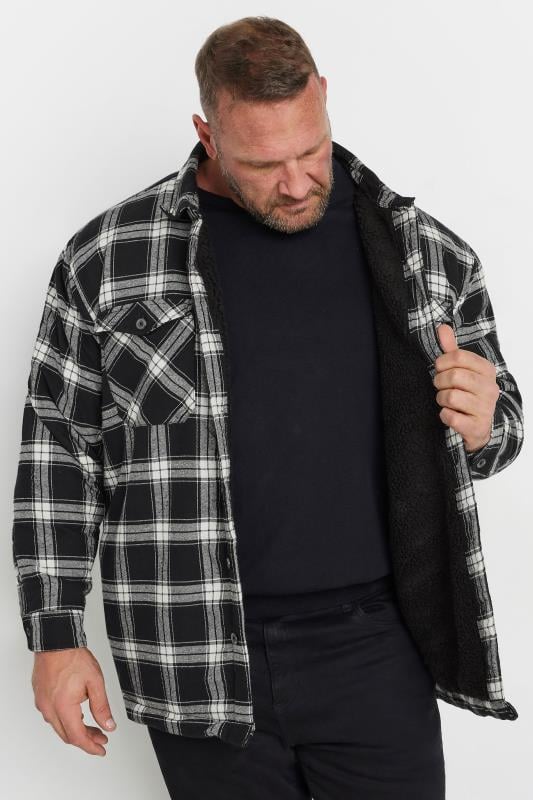 Men's  BadRhino Big & Tall Black Checked Borg Shacket