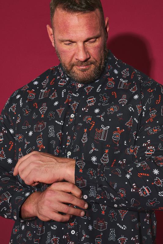 BadRhino Big & Tall Black Christmas Print Shirt | BadRhino 1