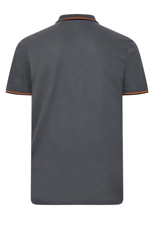 BadRhino Big & Tall Grey Tipped Short Sleeve Polo Shirt | BadRhino 5