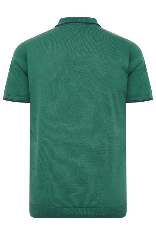 BadRhino Big & Tall Forest Green Cable Knitted Polo Shirt | BadRhino 4