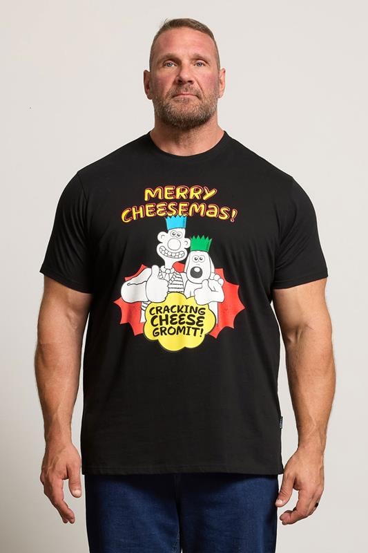 BadRhino Big & Tall Black Wallace & Gromit Graphic T-Shirt | BadRhino 1