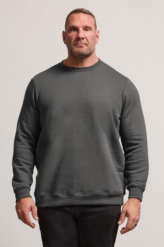 Men's  BadRhino Big & Tall Grey Premium Crew Neck Sweatshirt
