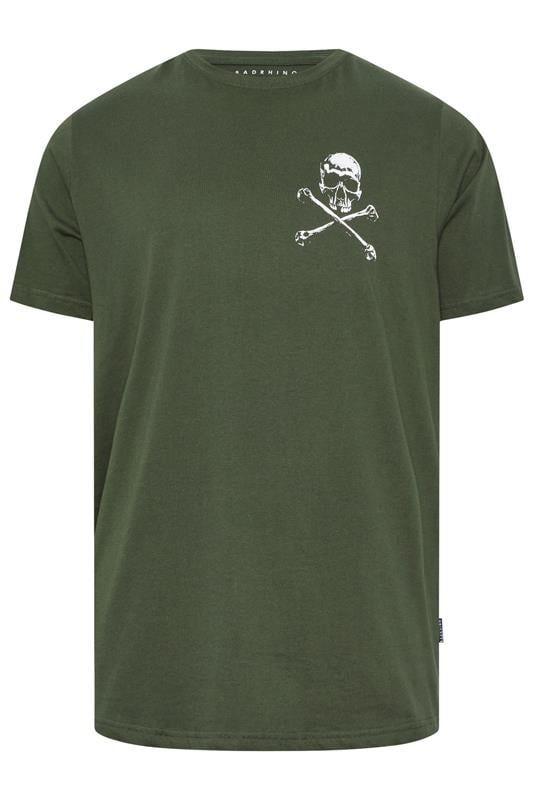 Men's  BadRhino Big & Tall Khaki Green Skull & Crossbones Graphic T-Shirt