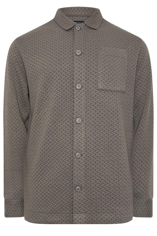 BadRhino Big & Tall Beige Brown Jersey Textured Overshirt | BadRhino 5