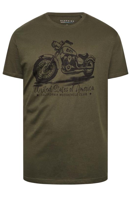 BadRhino Big & Tall Khaki Green USA Motorbike Printed T-Shirt