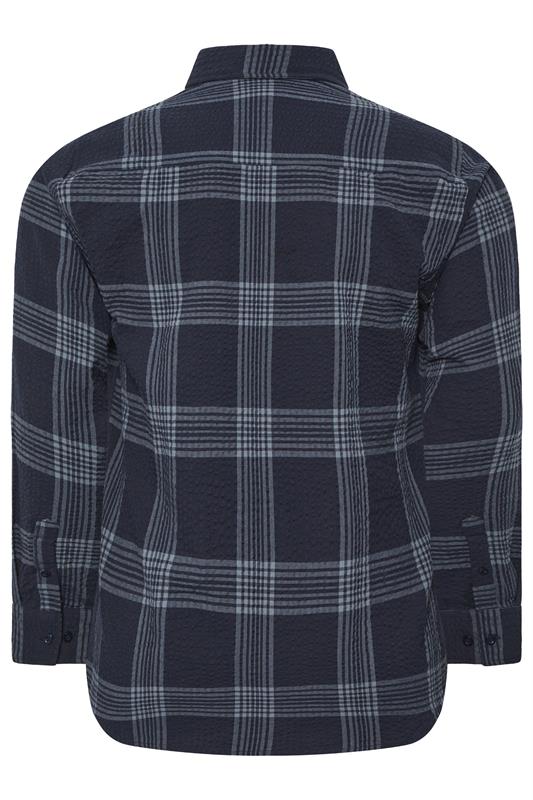 BadRhino Big & Tall Navy Blue Textured Checked Shirt | BadRhino 6