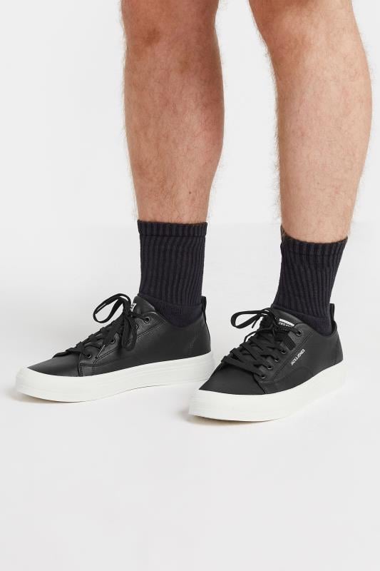 JACK & JONES Black Faux Leather Sneakers | BadRhino 1