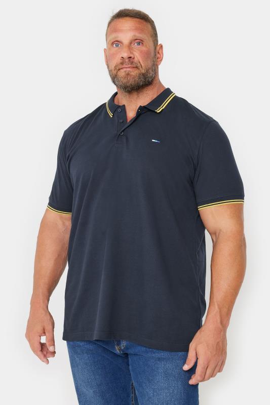 BadRhino Big & Tall Navy Tipped Short Sleeve Polo Shirt | BadRhino 2