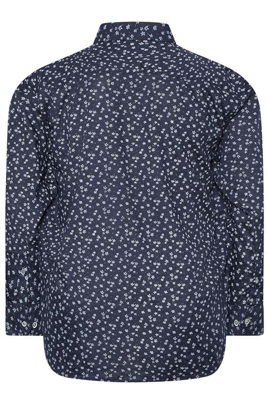 KAM Big & Tall Navy Blue Floral Shirt | BadRhino 2