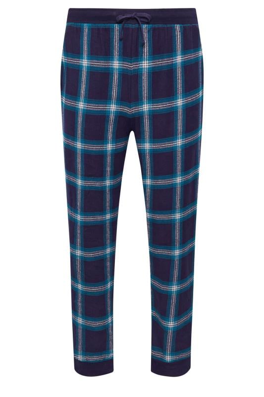 BadRhino Big & Tall Blue Check Print Pyjama Trousers | BadRhino 1