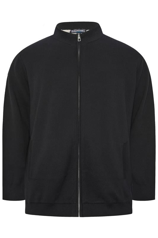 BadRhino Big & Tall Black Knitted Borg Zip Up | BadRhino 6