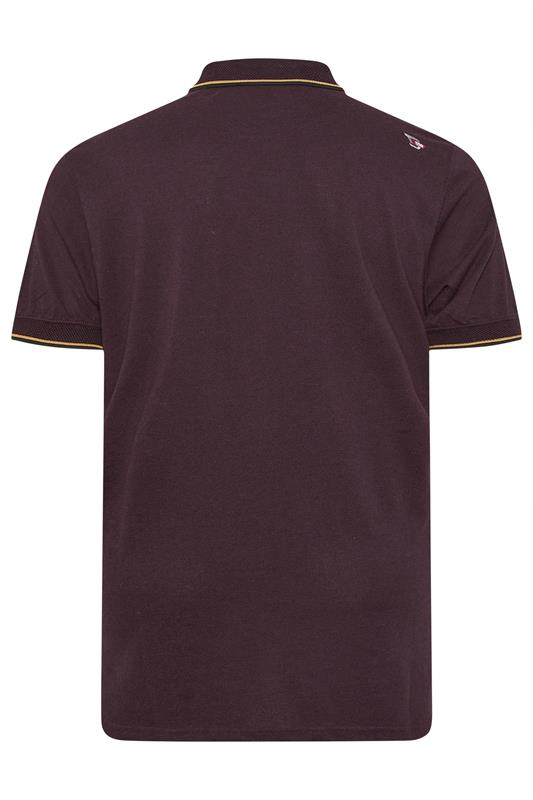 D555 Big & Tall Burgundy Red Jacquard Pique Polo Shirt | BadRhino 5
