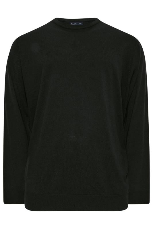 BadRhino Big & Tall Black Crew Neck Knitted Jumper | BadRhino 4