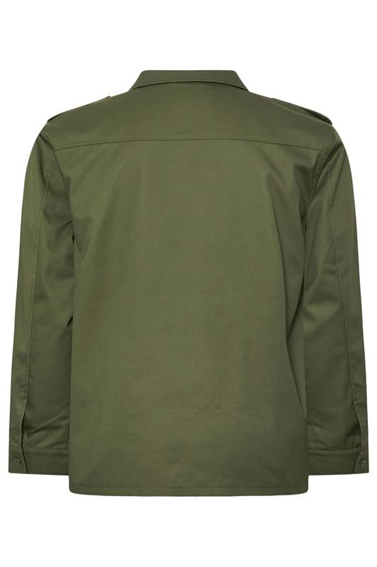 BadRhino Big & Tall Khaki Green Military Zip Through Overshirt | BadRhino 2