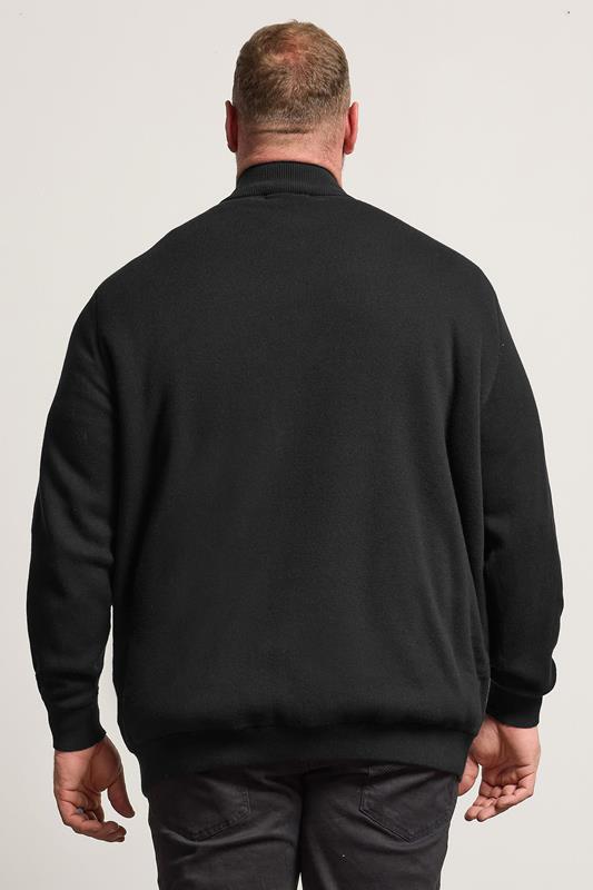 BadRhino Big & Tall Black Knitted Borg Zip Up | BadRhino 4
