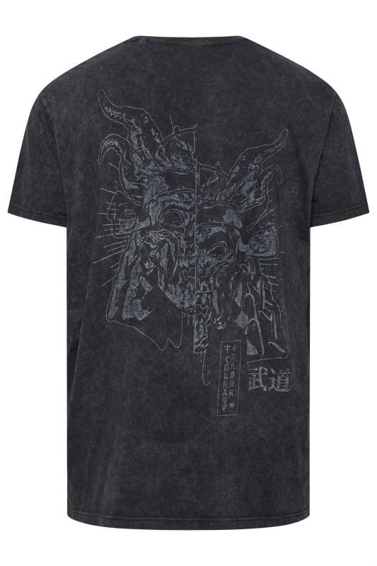 BadRhino Big & Tall Black Acid Wash 'Martial Arts Tokyo' Slogan T-Shirt | BadRhino 5