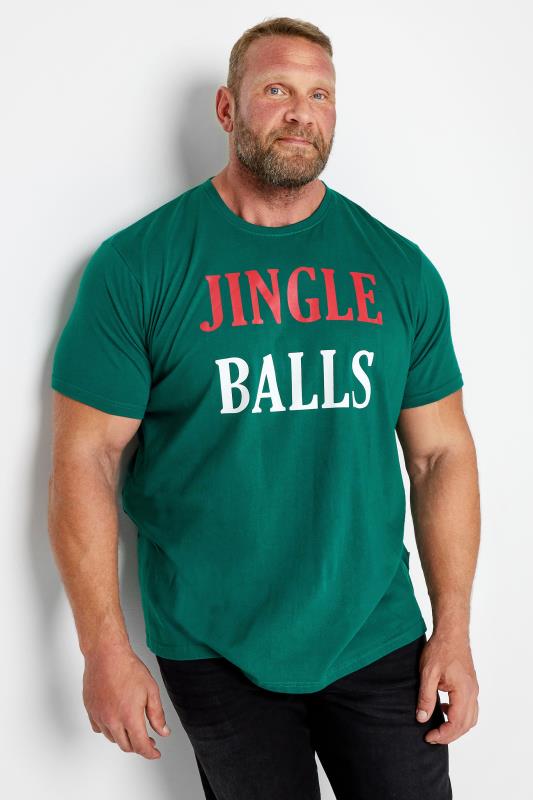 BadRhino Big & Tall Green 'Jingle' Slogan Christmas T-Shirt | BadRhino 3