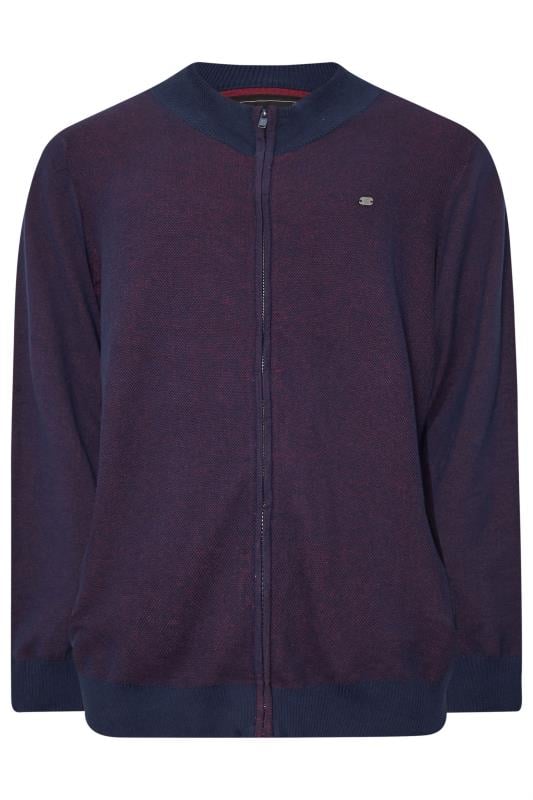 KAM Big & Tall Navy Blue Zip Through Knit Jumper | BadRhino 1