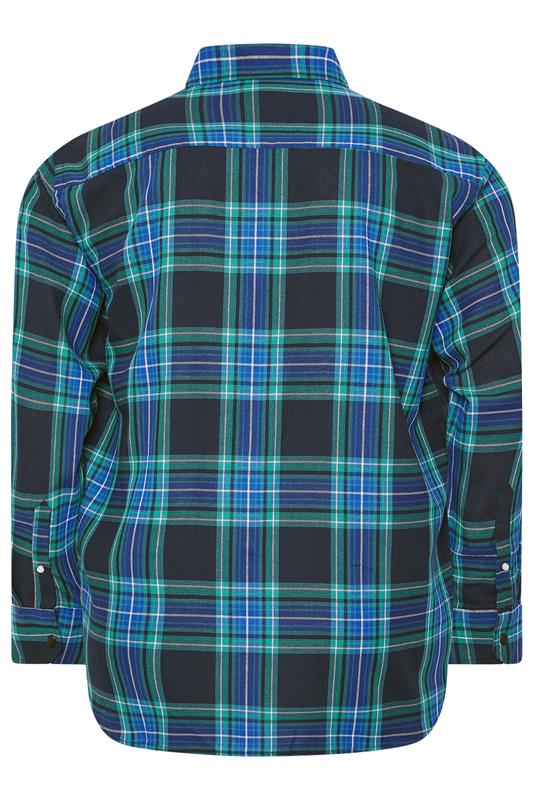 KAM Big & Tall Navy Blue Long Sleeve Check Shirt | BadRhino 2