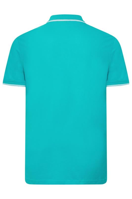 BadRhino Big & Tall Teal Blue & White Tipped Polo Shirt | BadRhino 2