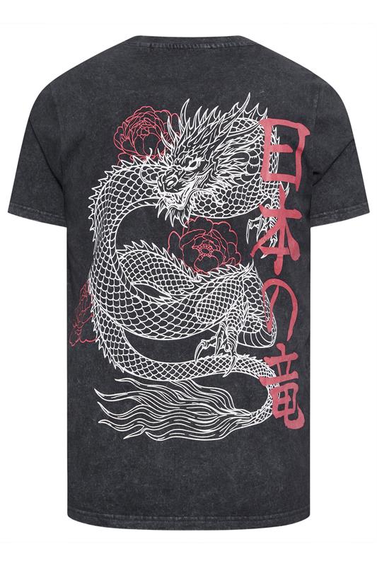 BadRhino Big & Tall Black Extra Long Acid Wash Dragon Graphic T-Shirt | BadRhino 7