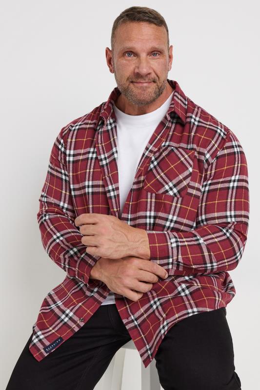 BadRhino Big & Tall Red Long Sleeve Check Shirt | BadRhino 2