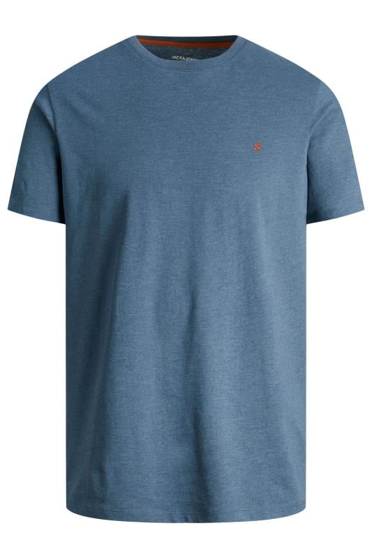 JACK & JONES Big & Tall Denim Blue Crew Neck Logo T-Shirt | BadRhino 2