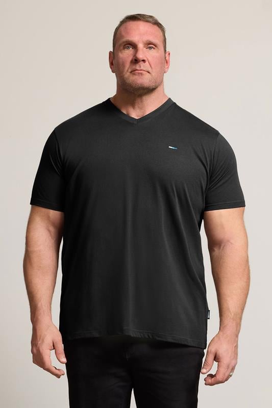 BadRhino Big & Tall Black 5 Pack Extra Long V-Neck T-Shirts | BadRhino 2