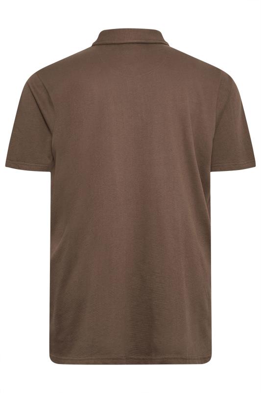 STUDIO A Big & Tall Brown Zip Polo Shirt | BadRhino 5