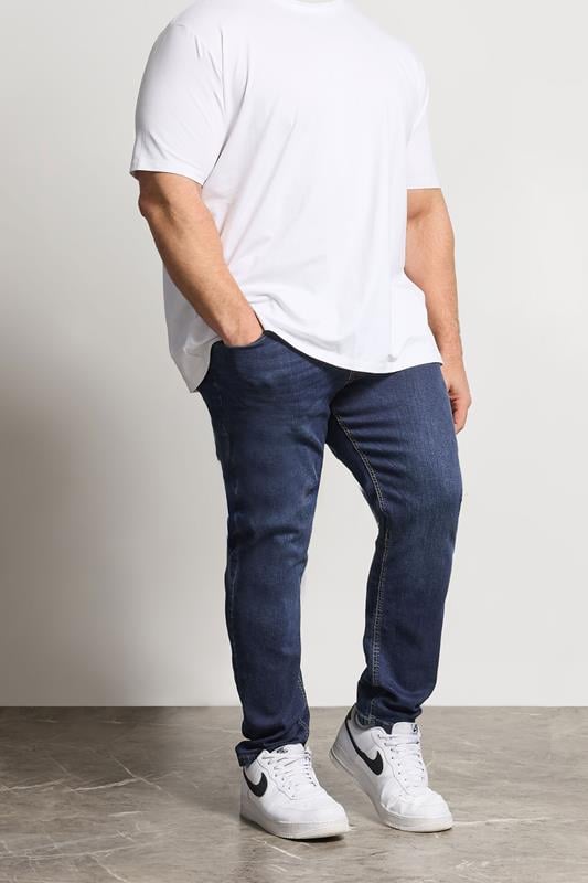 Men's Tapered D555 Big & Tall Blue Blue Tapered Stretch Jeans