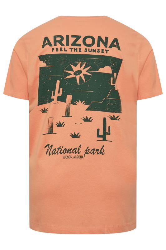 JACK & JONES Big & Tall Orange 'Arizona' Crew Neck T-Shirt | BadRhino 2