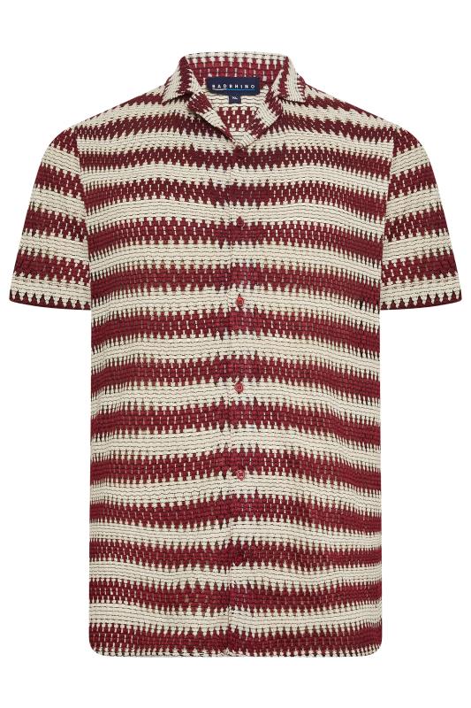 BadRhino Big & Tall  Red Textured Crochet Short Sleeve Shirt | BadRhino 4